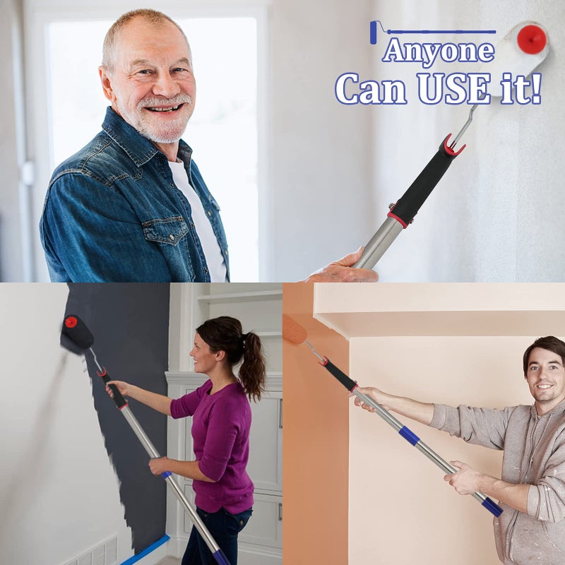 FLY HAWK Paint Roller,6 FT Brush kit Multi-Function Paint Roller kit with House Paint Roller Brush Stainless Steel Pole, New Splicing Rod, Mural Brush for Walls and Ceiling (White) (6 FT) - Image 5
